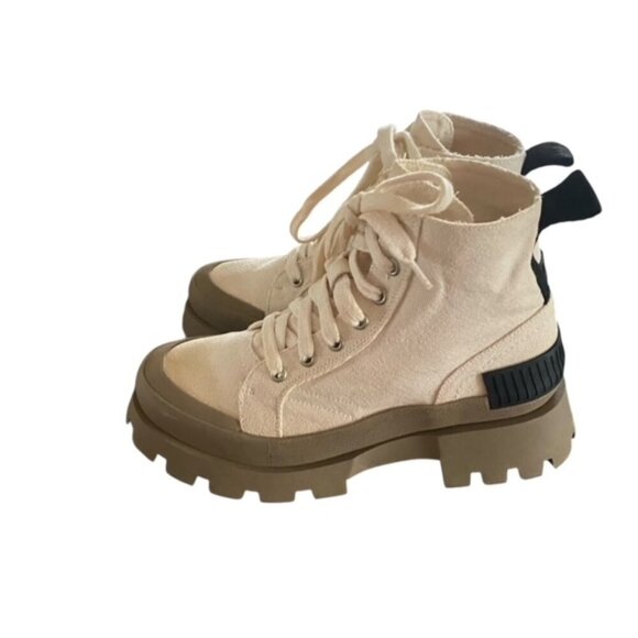 Zara Beige Canvas Summer Boots 36 - Picture 2 of 6